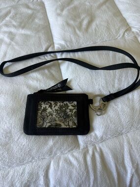 Vera Bradley Black Floral ID Lanyard Wallet